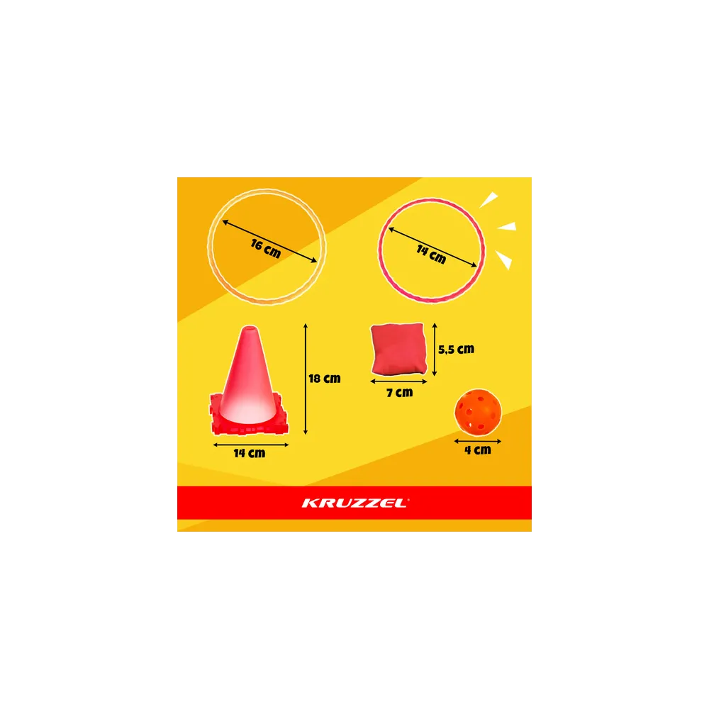 Kolorowe pachołki i obręcze ze zestawu rzut do celu Kruzzel 26514