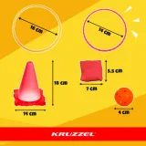 Kolorowe pachołki i obręcze ze zestawu rzut do celu Kruzzel 26514