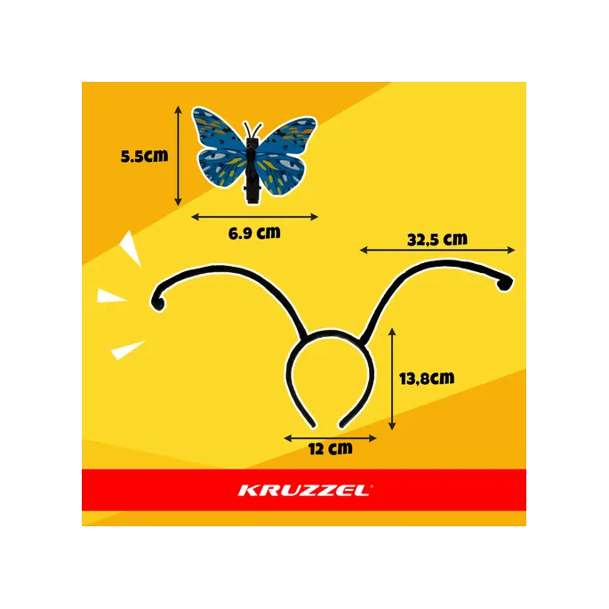 opaska z czułkami do stroju motylka kruzzel 26765, widok z boku