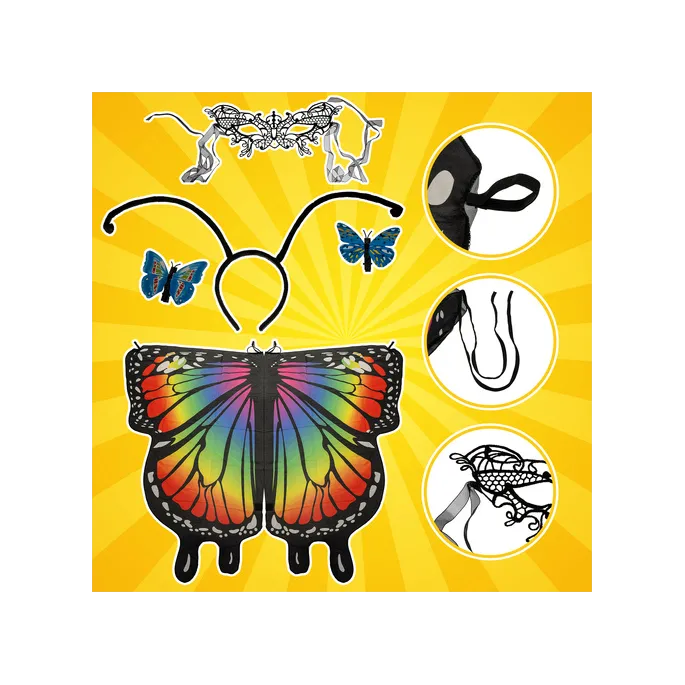 dziecięcy kostium motyla z tiulem i elementami złotych gwiazdek