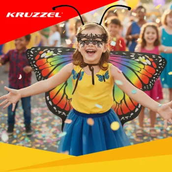 kostium dziecięcy motyl z lekkiego materiału, widok tyłu skrzydeł