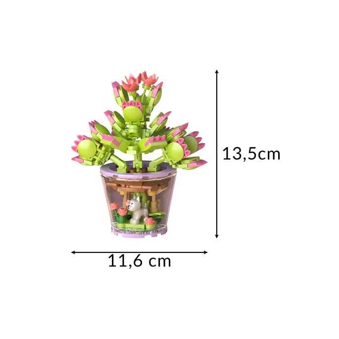 Widok całego zestawu klocków konstrukcyjnych kwiaty 172 elementy