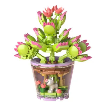 Klocki konstrukcyjne ustawione na dziecięcym biurku