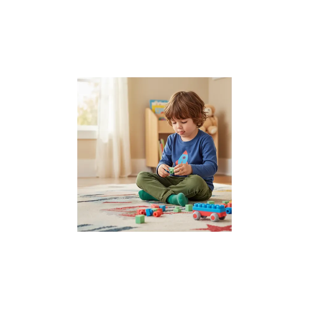 elastyczne klocki o różnych kształtach i teksturach