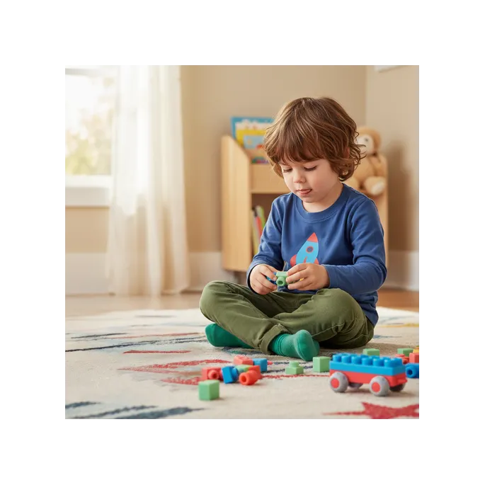 elastyczne klocki o różnych kształtach i teksturach