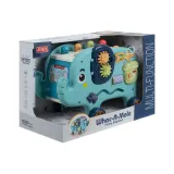 młotek i klocki o różnych kształtach przy zabawce