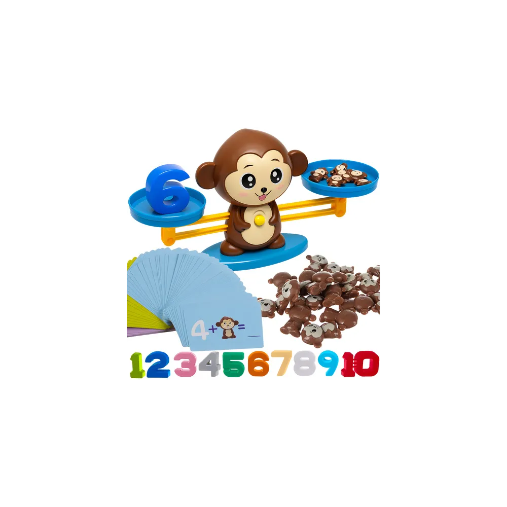 Kolorowa małpka jako zabawkowa waga szalkowa dla dzieci