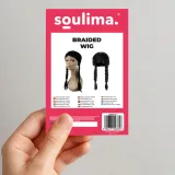 Peruka w formie dwóch gotowych czarnych warkoczy na manekinie