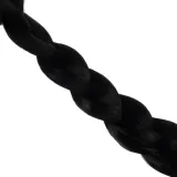 Detale syntetycznych włókien czarnej peruki z warkoczami