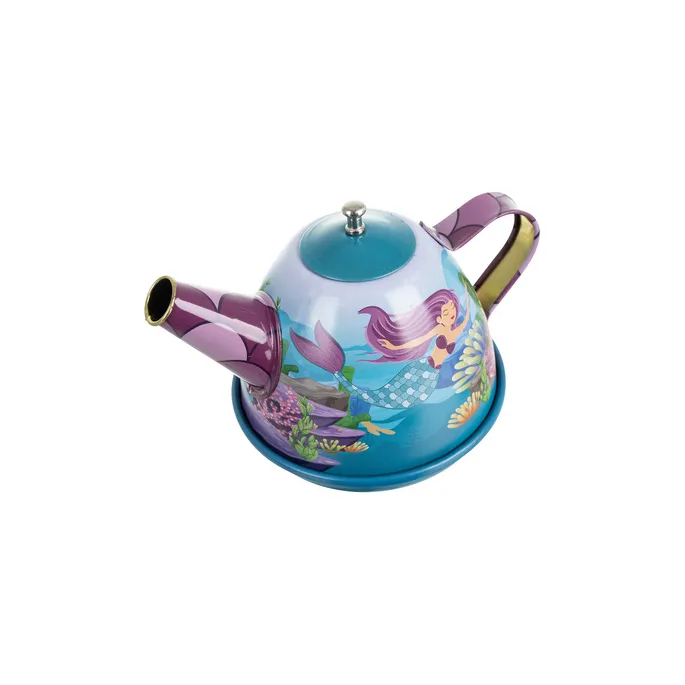 filiżanki i talerzyki z pastelowymi wzorami podwodnego świata