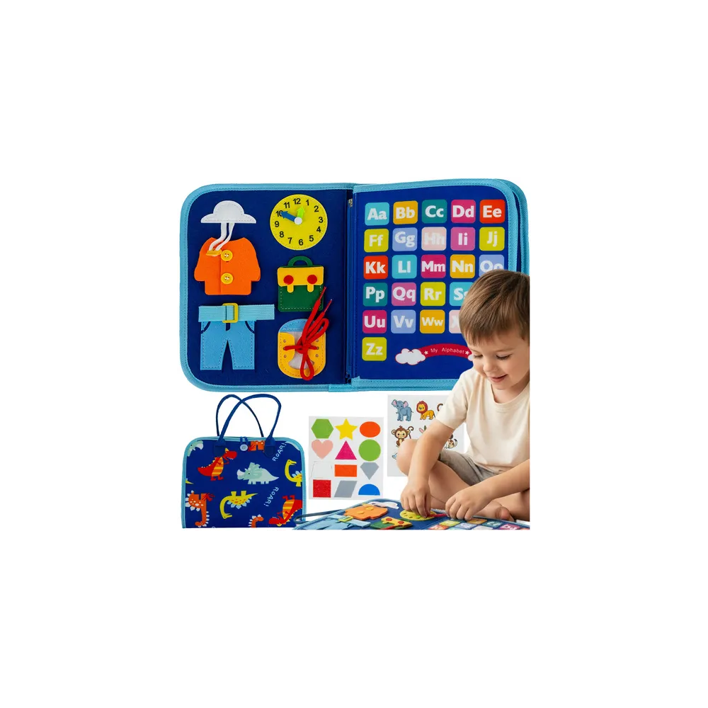 Książeczka manipulacyjna niebieska Kruzzel 26881 z motywem dinozaurów