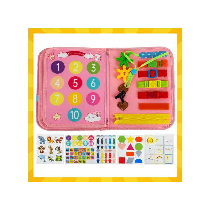 strona z kolorowymi sznurówkami w książeczce manipulacyjnej kruzzel