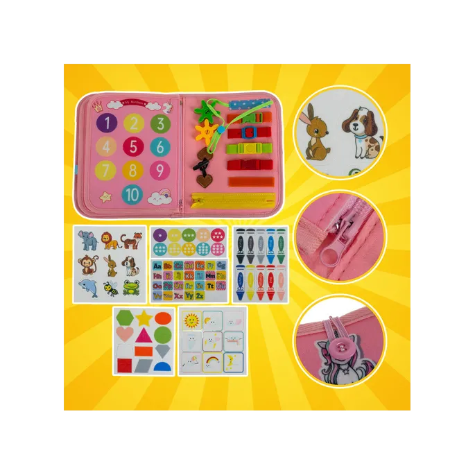 otwarta książeczka manipulacyjna kruzzel pokazująca różne aktywności