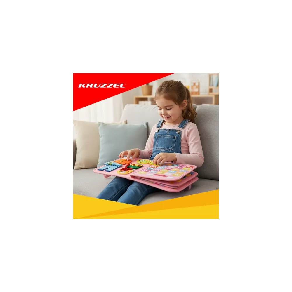 kolorowe kształty i faktury na jednej ze stron książeczki