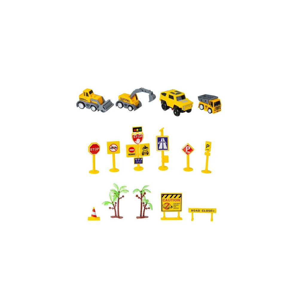 rozmieszczone maszyny budowlane na torze