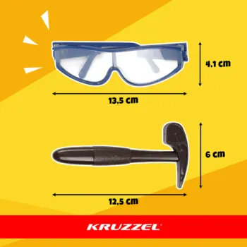 Okulary ochronne oraz narzędzia do odkrywania dinozaurów