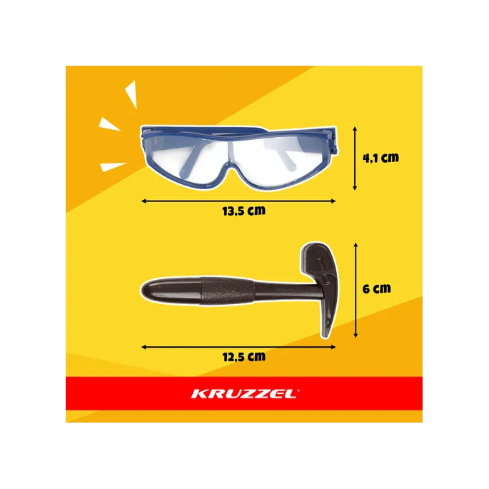 Okulary ochronne oraz narzędzia do odkrywania dinozaurów