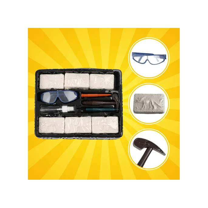 Zbliżenie na model szkieletu dinozaura wyrzeźbiony w gipsie