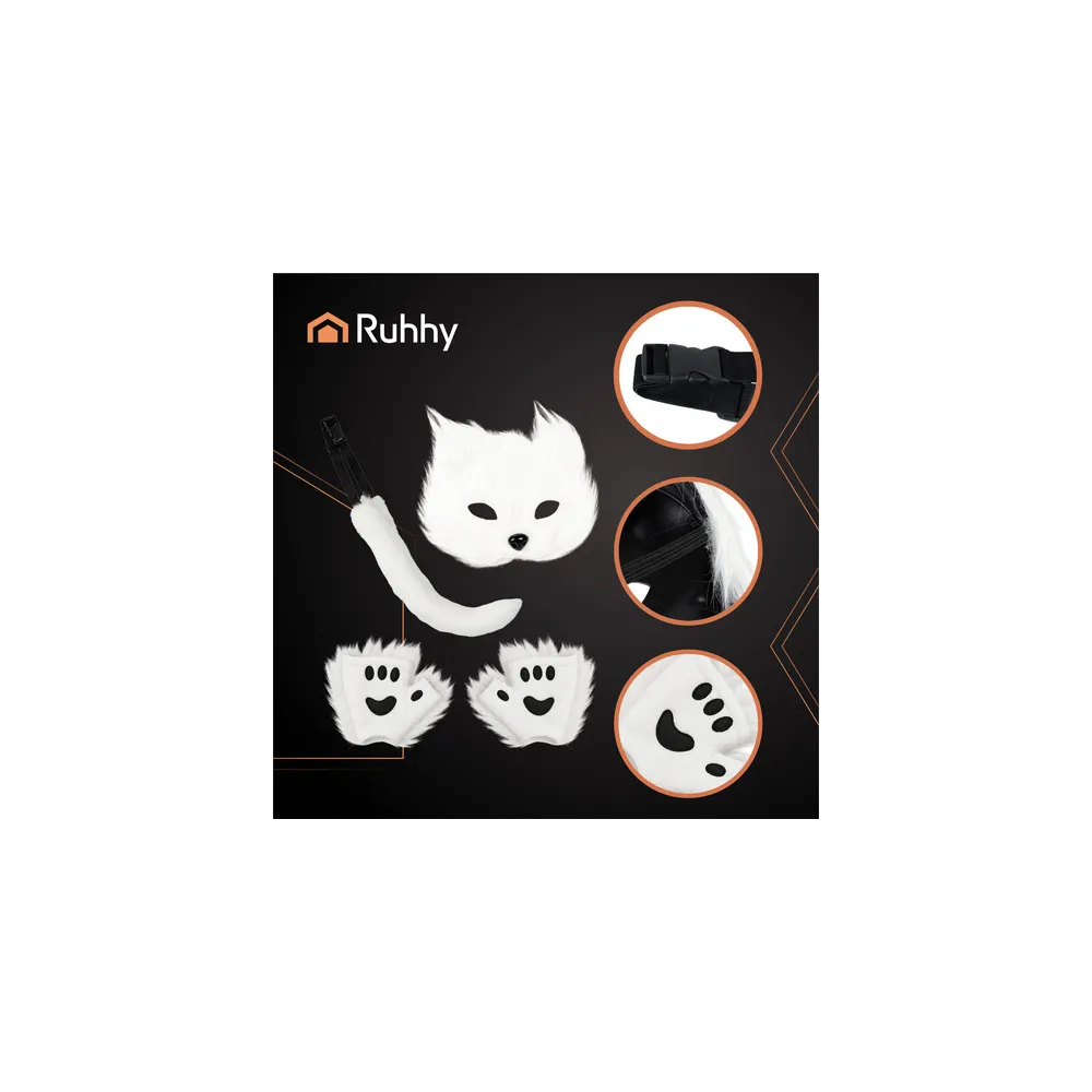 łapki rękawiczki w futerkowej wersji białej do stroju zwierzęcego