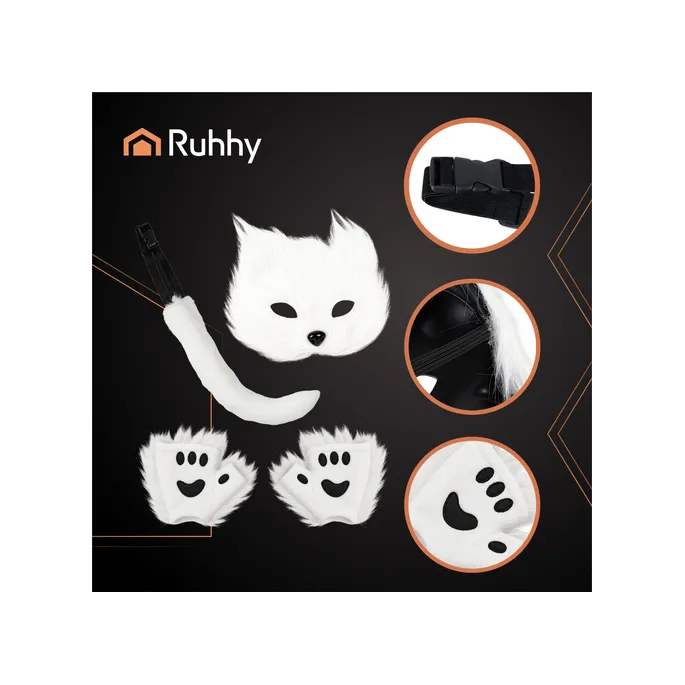 łapki rękawiczki w futerkowej wersji białej do stroju zwierzęcego