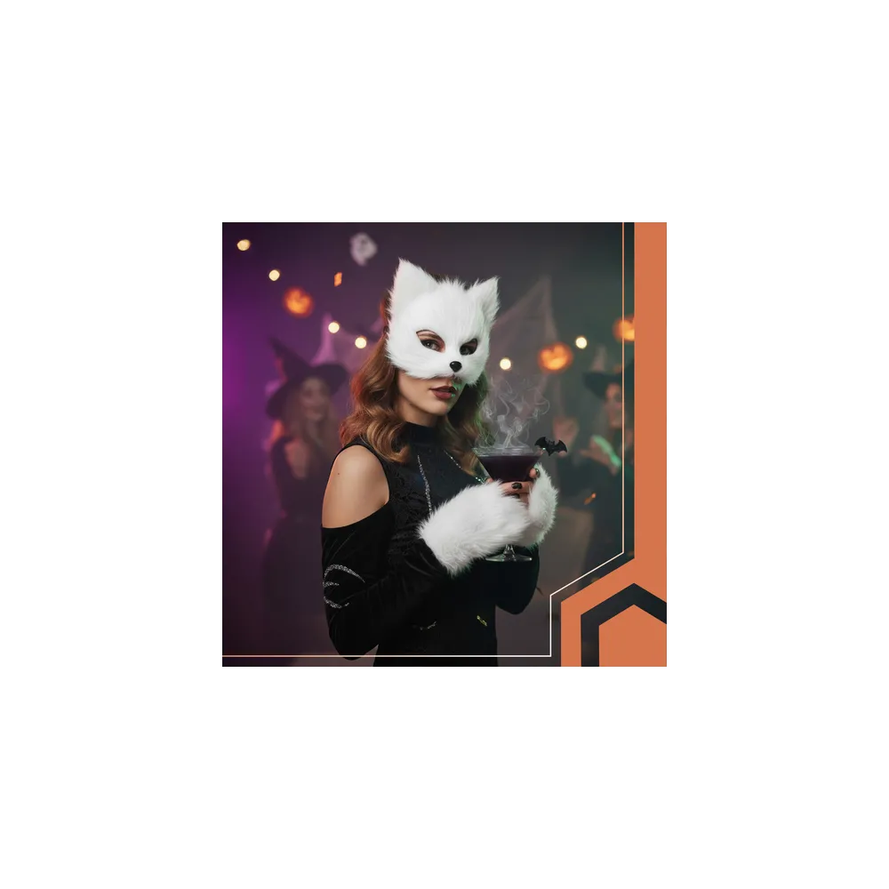 widok całego zestawu akcesoriów przebierankowych w białym kolorze