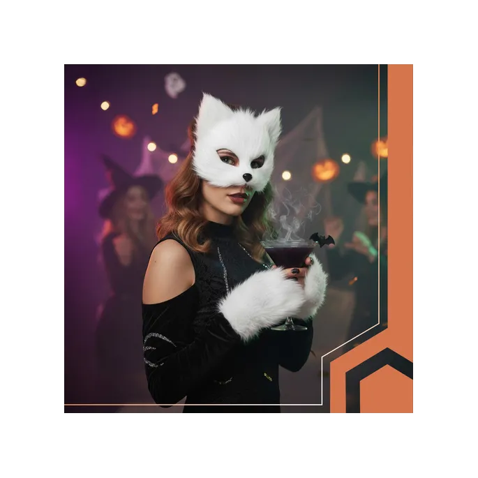 widok całego zestawu akcesoriów przebierankowych w białym kolorze