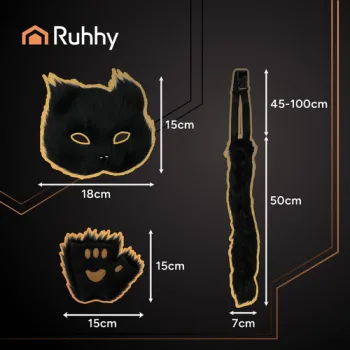 Strój kota/lisa 4el. czarny Ruhhy 26248