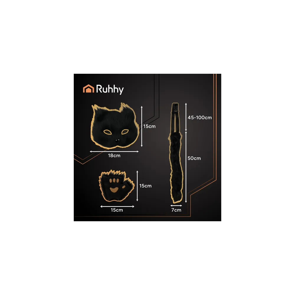 Czarny ogon z elastycznym drucikiem do stroju Ruhhy – detal produktu