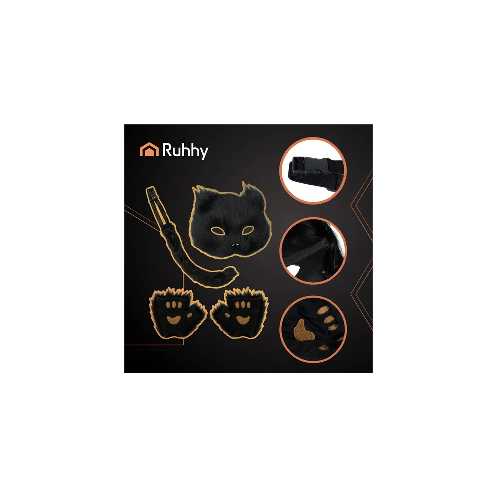 Maska na gumce z czarnym futerkiem – zbliżenie na akcesorium