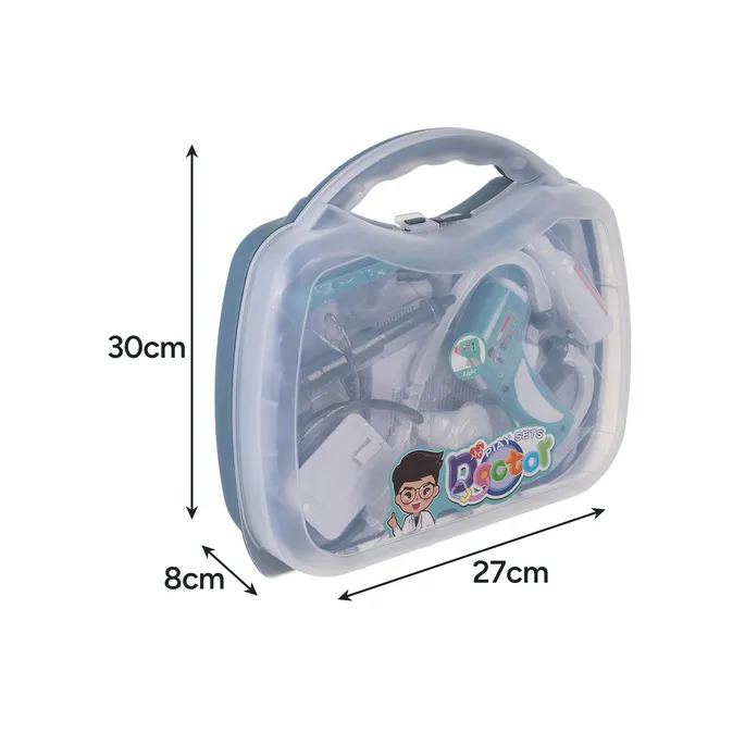 Walizka lekarska pełna dziecięcych przyrządów medycznych