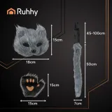 zbliżenie na maskę kota/lisa w kolorze szarym z elastyczną gumką