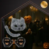 cały zestaw stroju kota/lisa ułożony obok opakowania