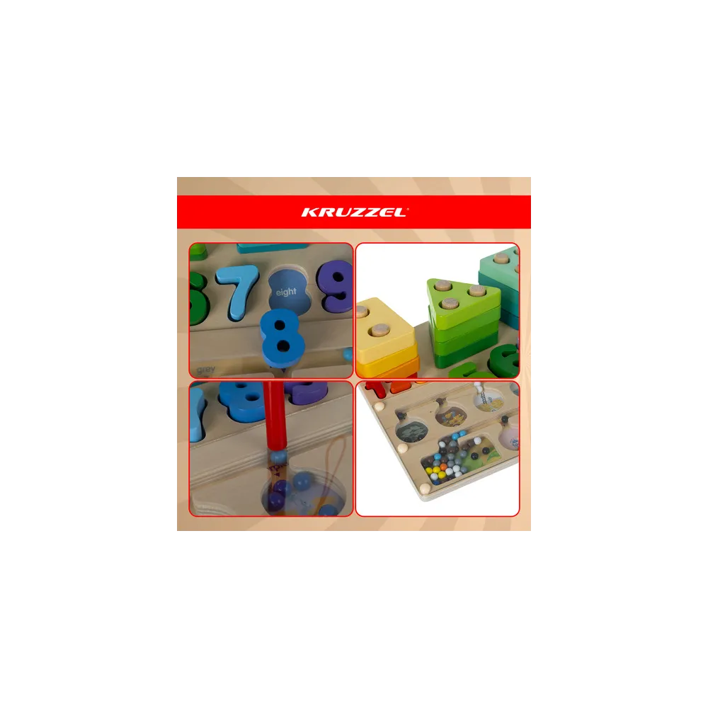 naturalne drewno i przezroczysta osłona sortera kruzzel