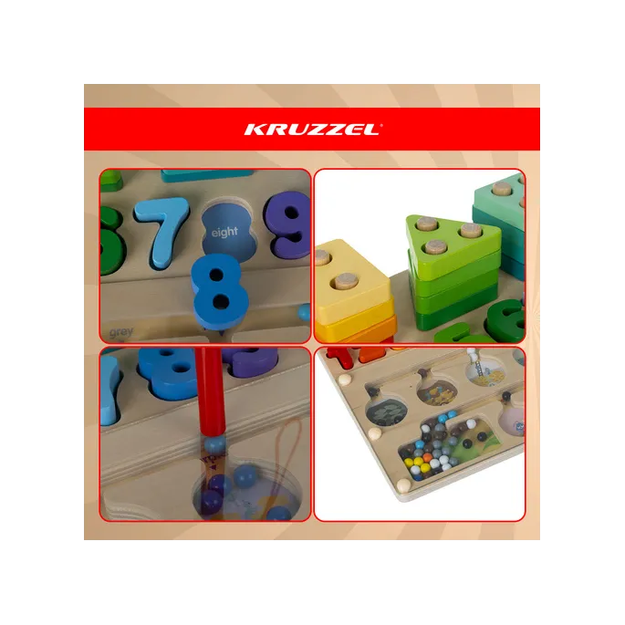 naturalne drewno i przezroczysta osłona sortera kruzzel