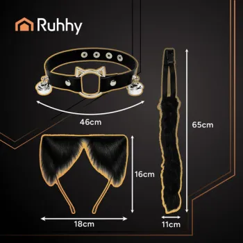 Strój kota/lisa 3el. czarny Ruhhy 26587