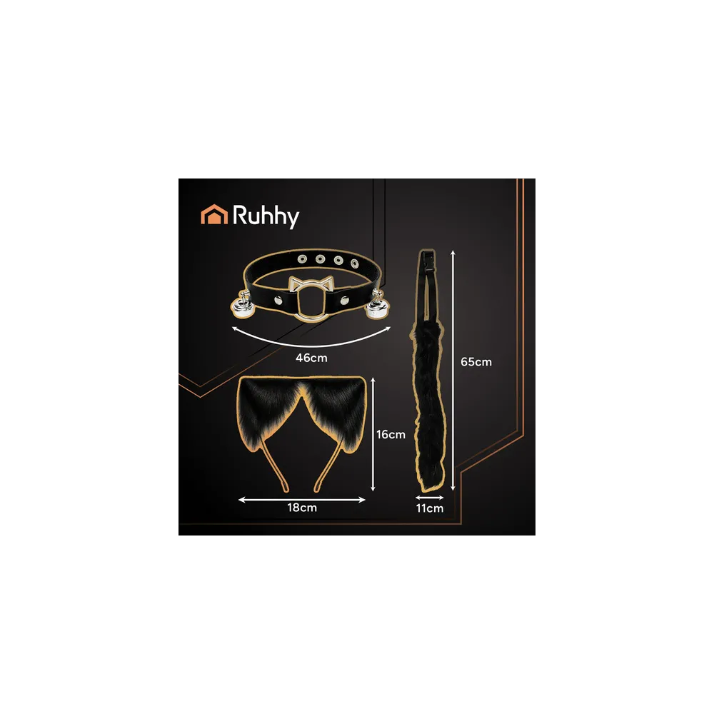 Zestaw przebranie z uszami i dzwoneczkami na chokerze w komplecie