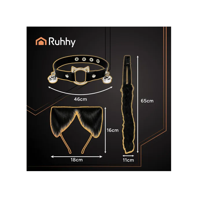 Zestaw przebranie z uszami i dzwoneczkami na chokerze w komplecie