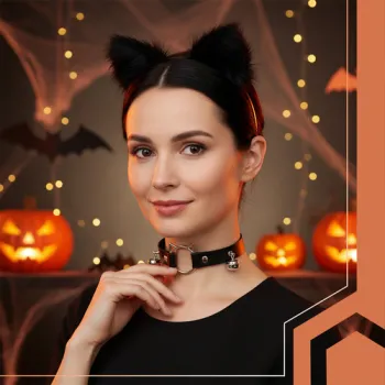 Miękkie futerko i detale stroju kota/lisa w zbliżeniu