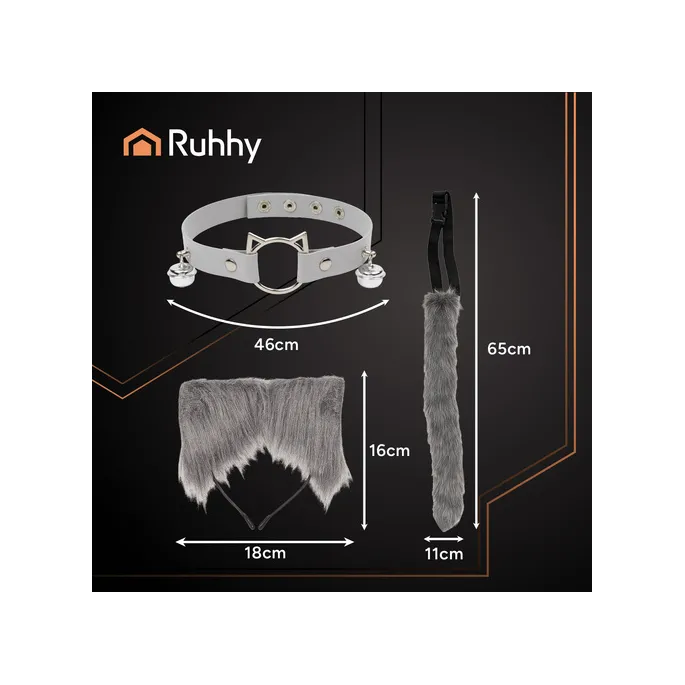 zbliżenie na opaskę z uszami zestawu kota/lisa