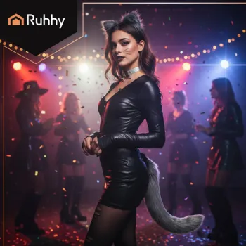 pełny zestaw strój kota lub lisa na jasnym tle