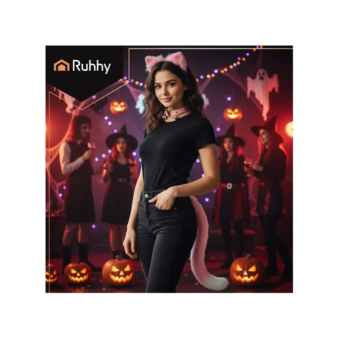 Różowy komplet maskarada ze szczegółowym elementem stroju