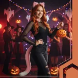 Widok stroju przebranie kota czy lisa z bliska, uwydatnione detale