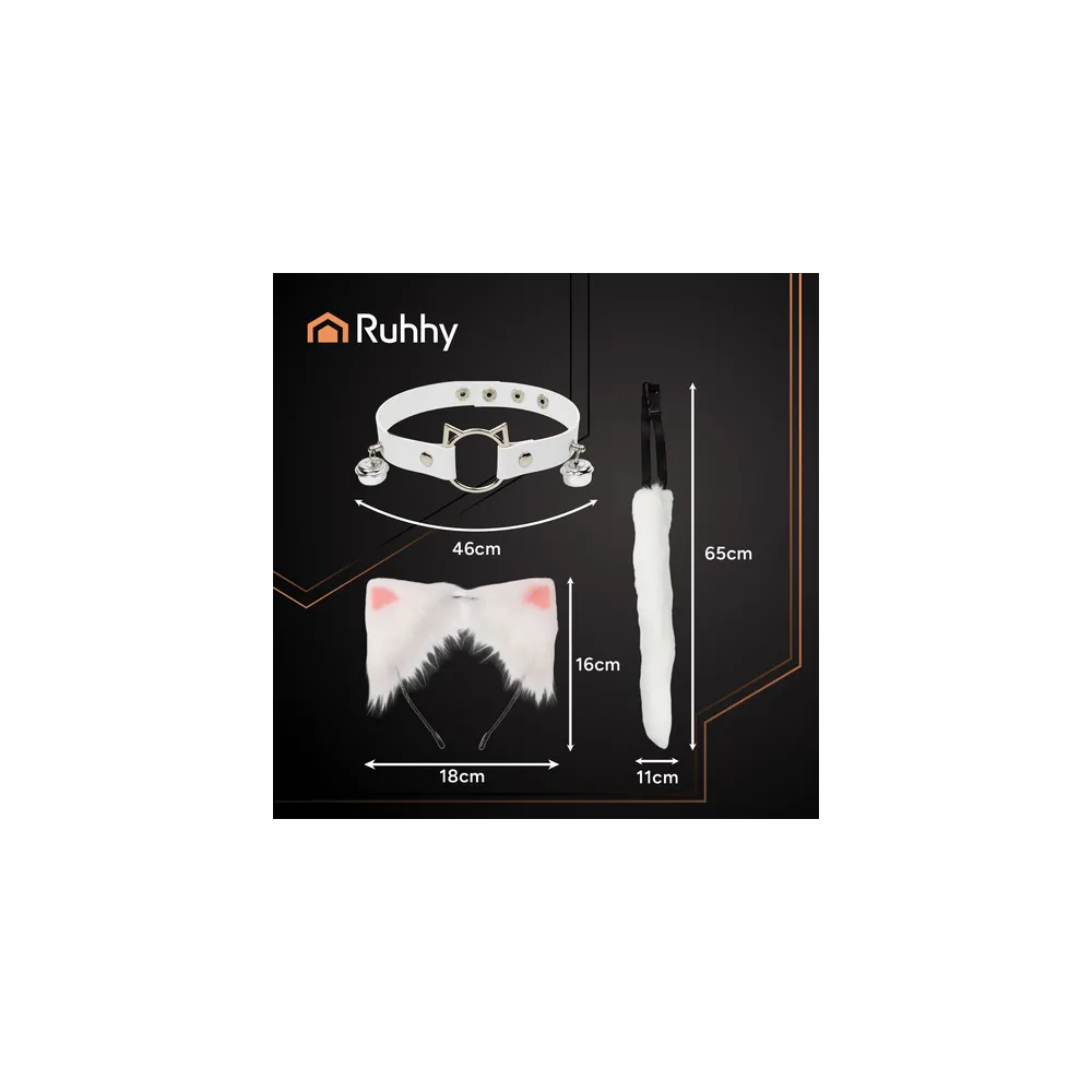 zbliżenie na biały, miękki ogon z elastycznym drucikiem zestawu Ruhhy