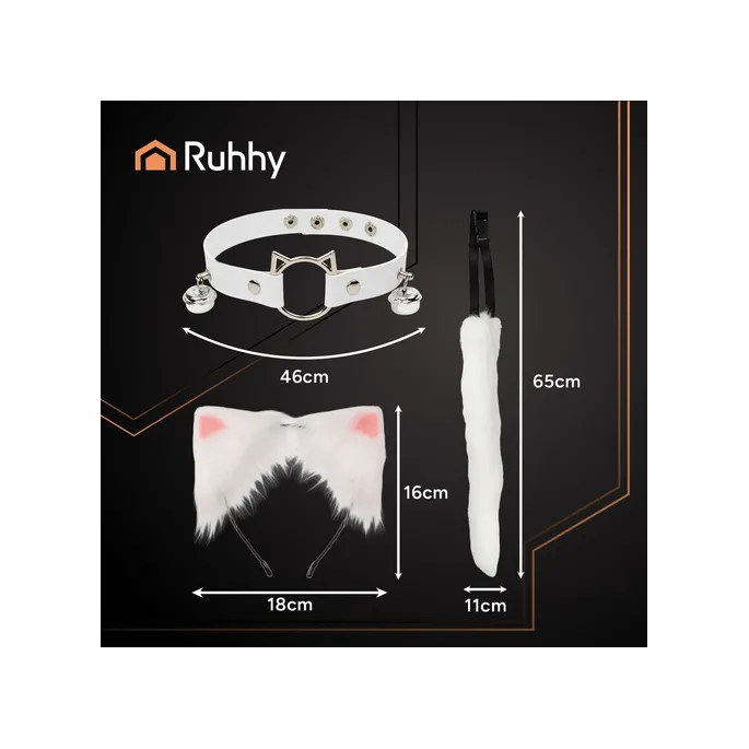 zbliżenie na biały, miękki ogon z elastycznym drucikiem zestawu Ruhhy