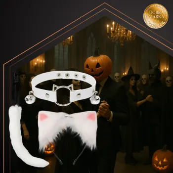 detal chokera z dwoma dzwoneczkami z zestawu kota lisa Ruhhy