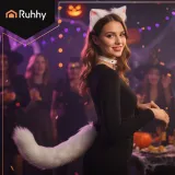 cały komplet – ogon, opaska i choker, rozłożone i widoczne elementy