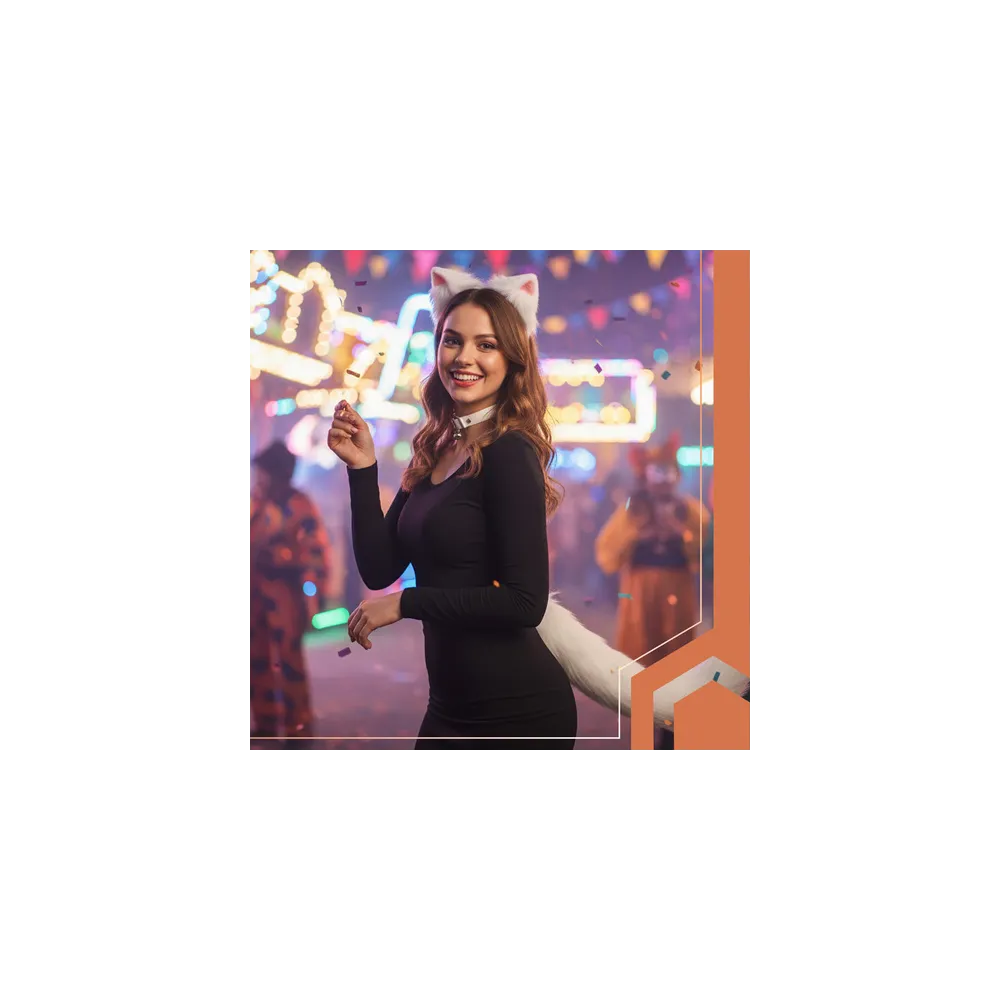 biały futerkowy materiał wykorzystany w stroju kota lisa Ruhhy