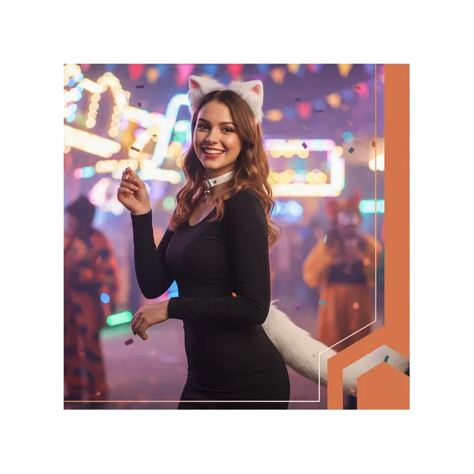 biały futerkowy materiał wykorzystany w stroju kota lisa Ruhhy