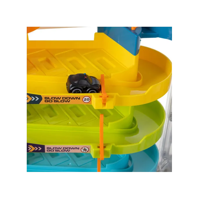 kompaktowy garaż dziecięcy gotowy do zabawy