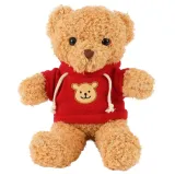 miś pluszowy 30cm kruzzel na jasnobrązowym tle z czerwoną bluzą